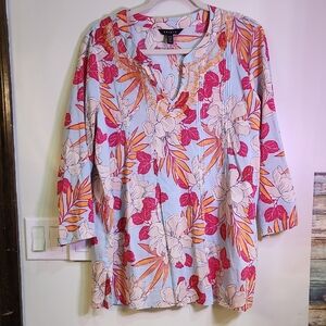 Tribal Vibrant Floral V-Neck Tunic